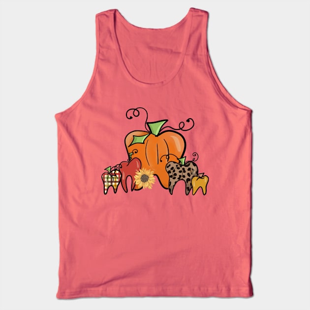 Pumpkin dental teeth tooth fall design Tank Top by Sheila’s Studio